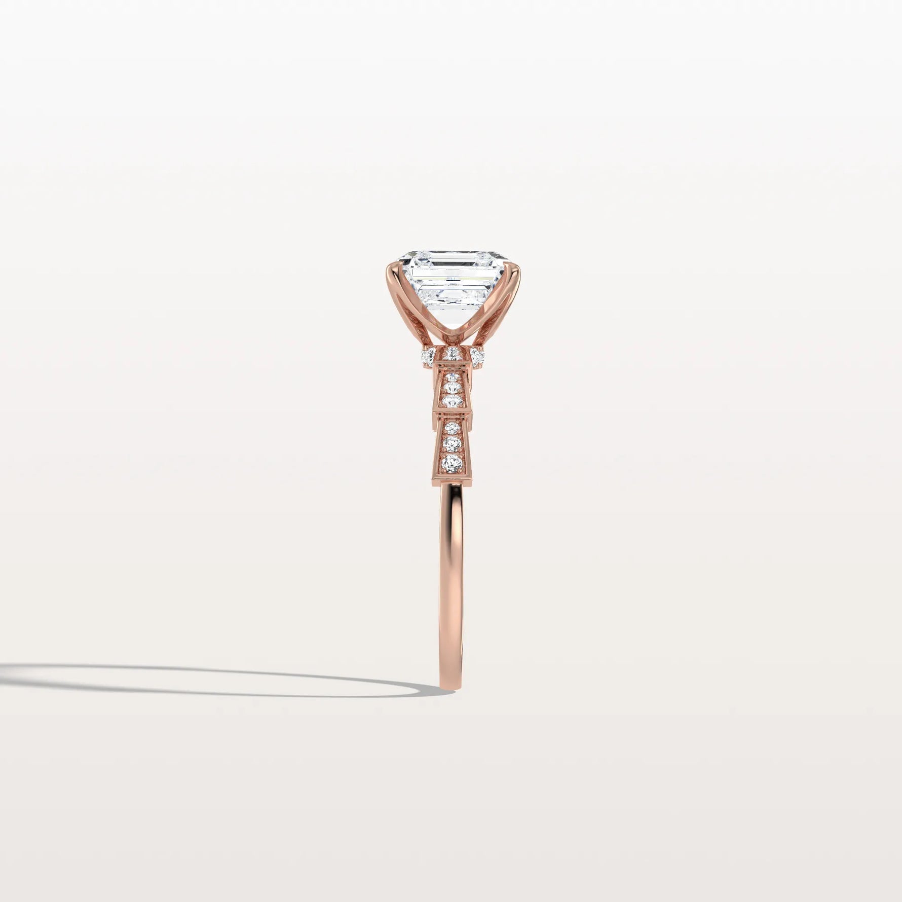 Hidden Halo Asscher Cut 2CT Lab Grown Diamond Pave Ring - Rings