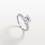 Hidden Halo Asscher Cut 2CT Lab Grown Diamond Pave Ring - Rings