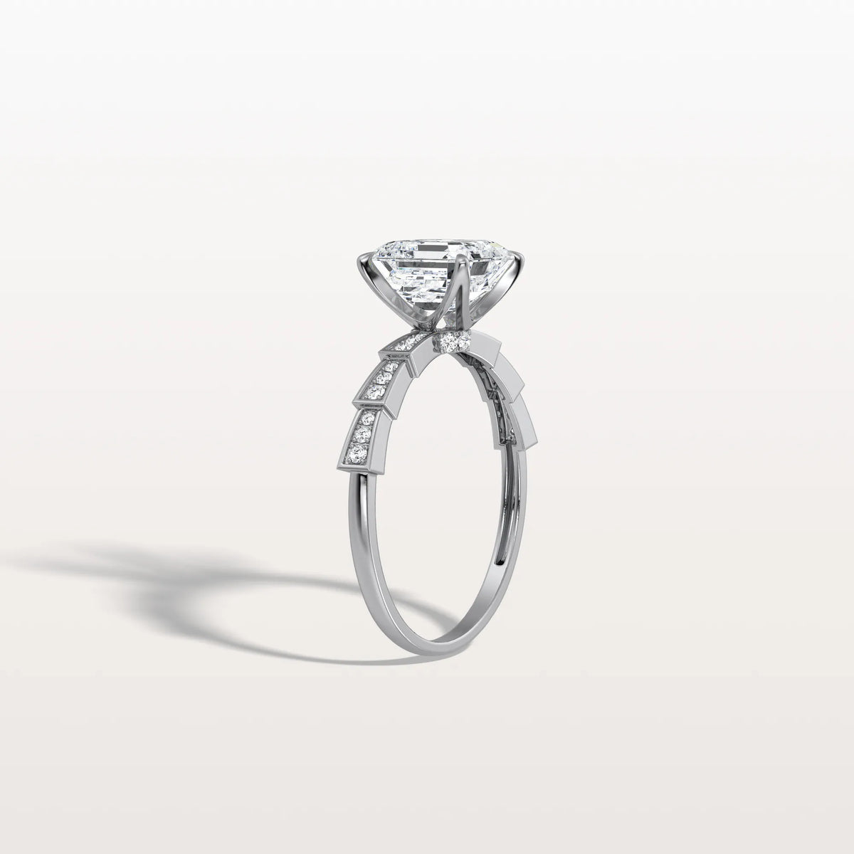 Hidden Halo Asscher Cut 2CT Lab Grown Diamond Pave Ring - Rings