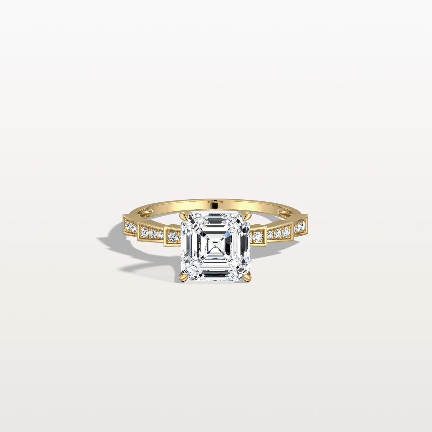 Hidden Halo Asscher Cut 2CT Lab Grown Diamond Pave Ring - Rings
