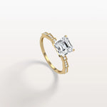 Hidden Halo Asscher Cut 2CT Lab Grown Diamond Pave Ring - Rings