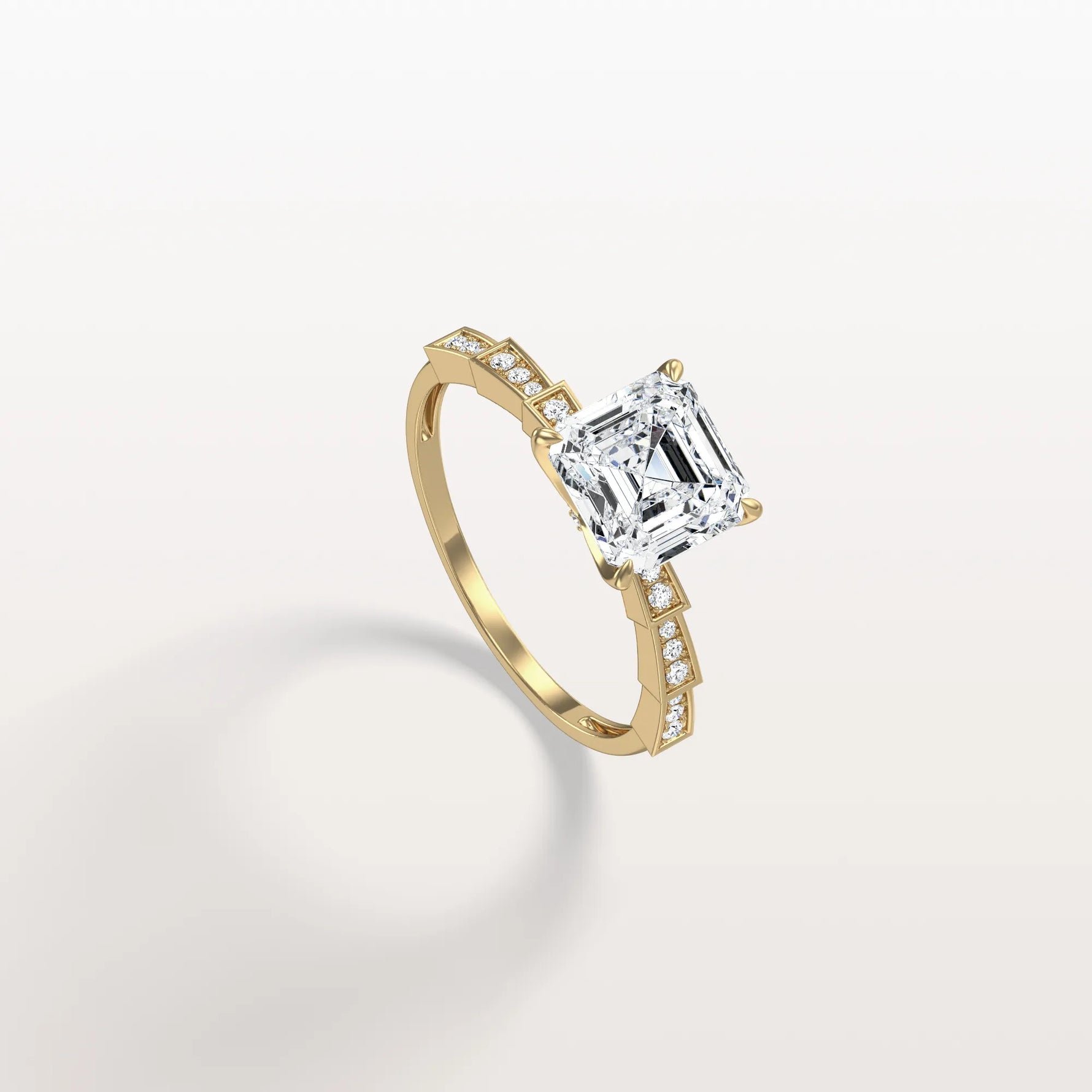 Hidden Halo Asscher Cut 2CT Lab Grown Diamond Pave Ring - Rings