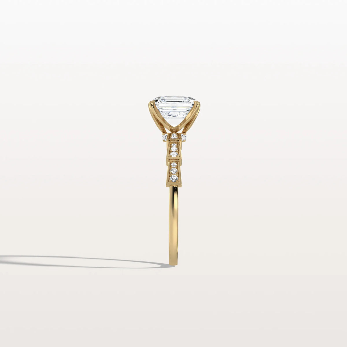 Hidden Halo Asscher Cut 2CT Lab Grown Diamond Pave Ring - Rings