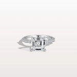 Hidden Halo Asscher Cut 3CT Lab Grown Diamond Pave Ring - Rings