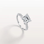 Hidden Halo Asscher Cut 3CT Lab Grown Diamond Pave Ring - Rings