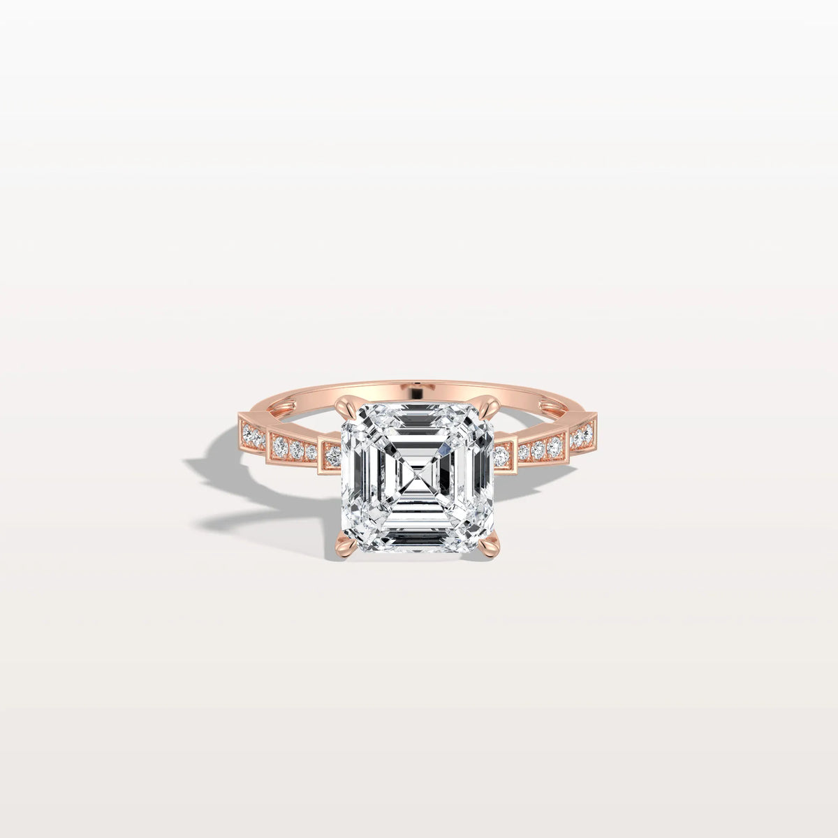 Hidden Halo Asscher Cut 3CT Lab Grown Diamond Pave Ring - Rings