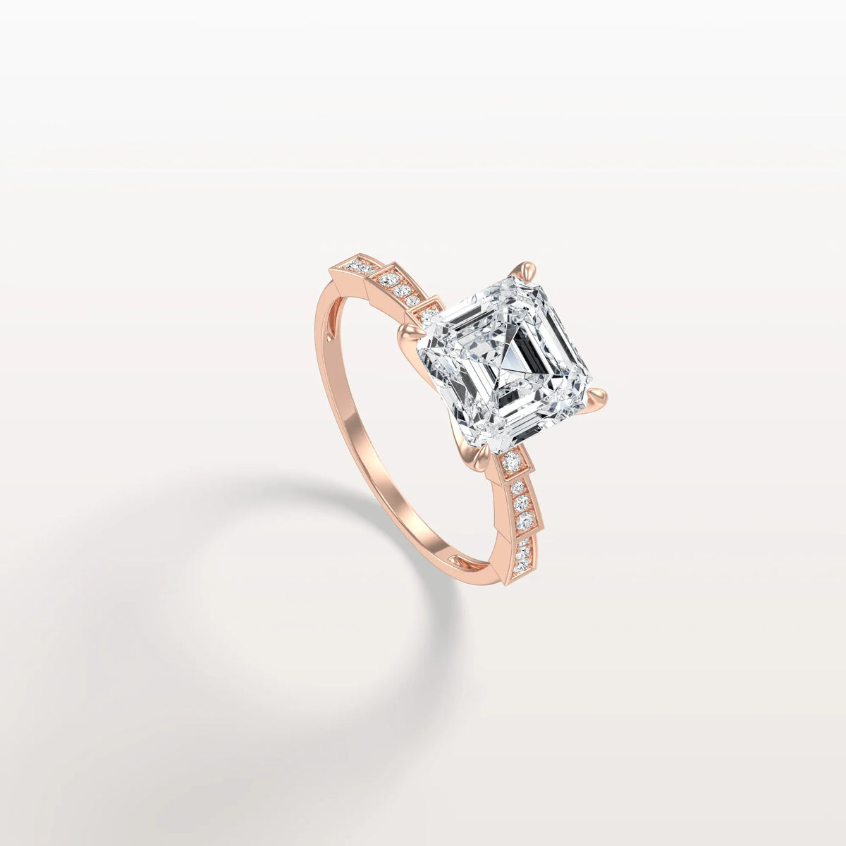 Hidden Halo Asscher Cut 3CT Lab Grown Diamond Pave Ring - Rings