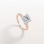 Hidden Halo Asscher Cut 3CT Lab Grown Diamond Pave Ring - Rings