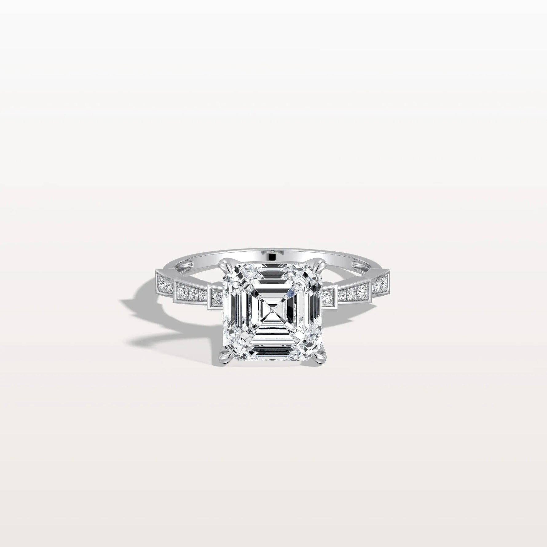 Hidden Halo Asscher Cut 3CT Lab Grown Diamond Pave Ring - Rings