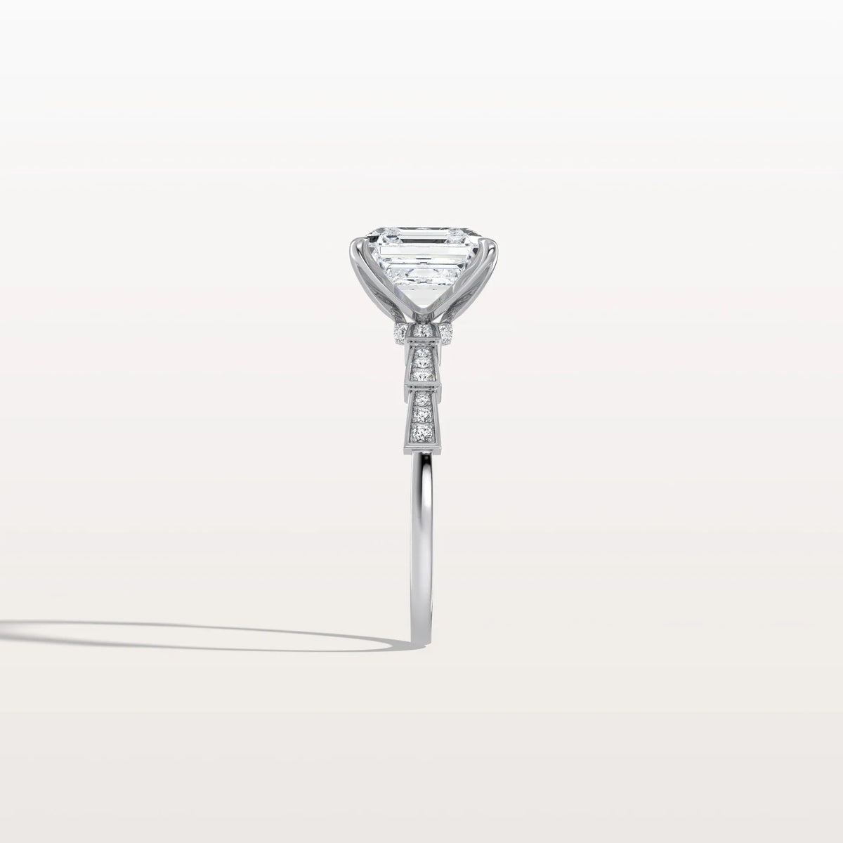 Hidden Halo Asscher Cut 3CT Lab Grown Diamond Pave Ring - Rings