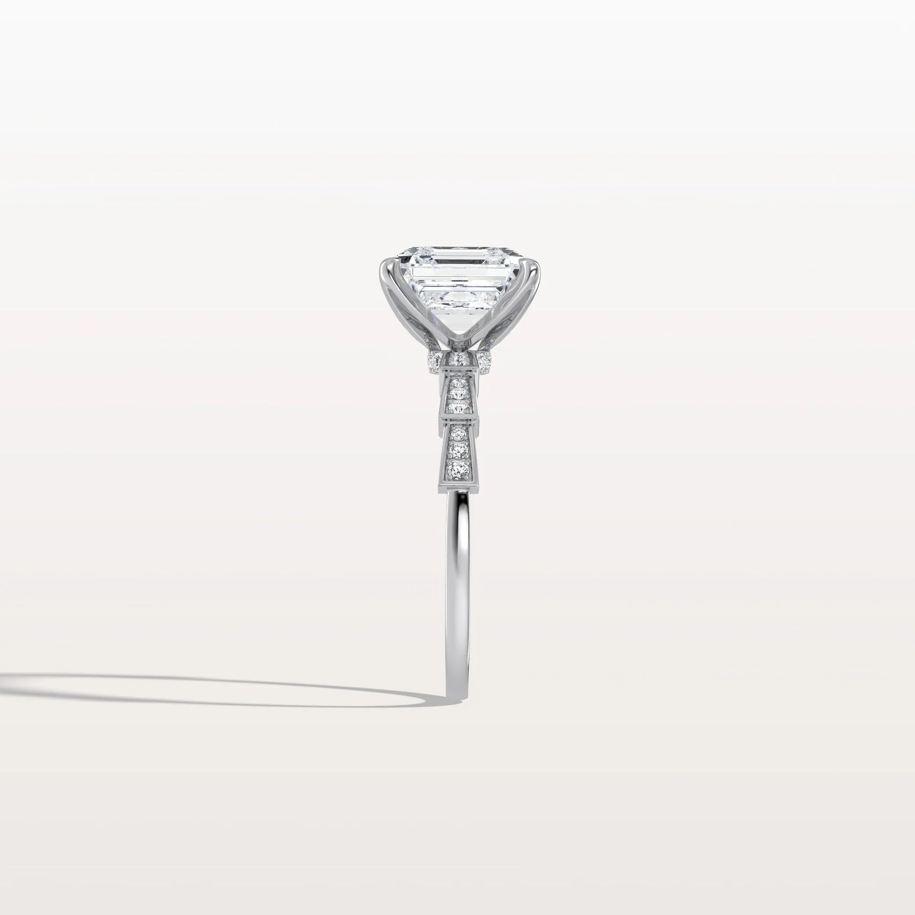 Hidden Halo Asscher Cut 3CT Lab Grown Diamond Pave Ring - Rings