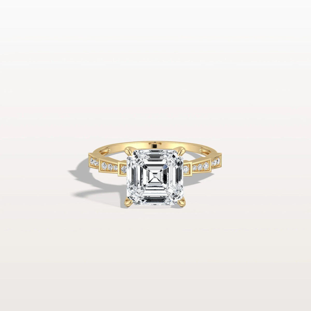 Hidden Halo Asscher Cut 3CT Lab Grown Diamond Pave Ring - Rings