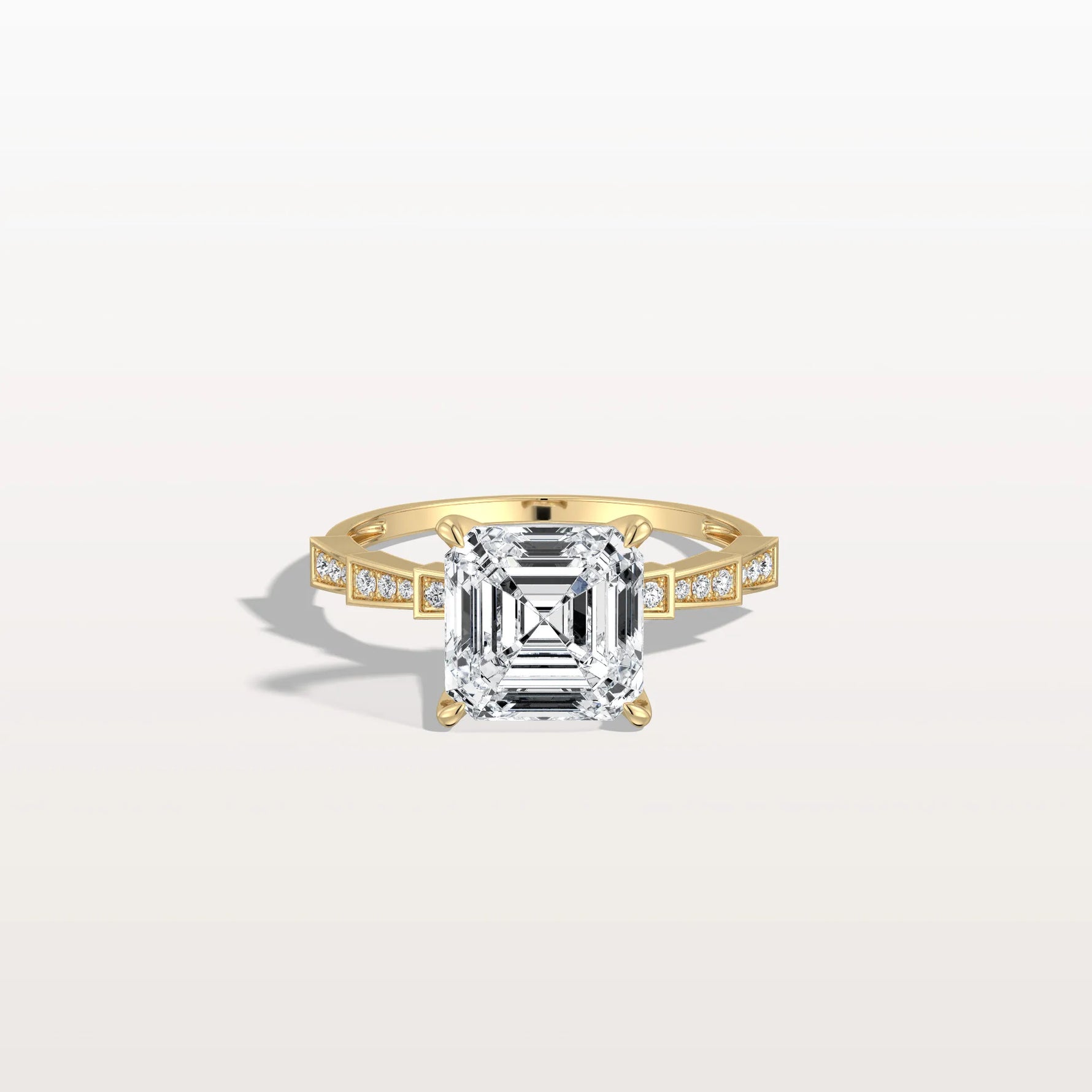 Hidden Halo Asscher Cut 3CT Lab Grown Diamond Pave Ring - Rings
