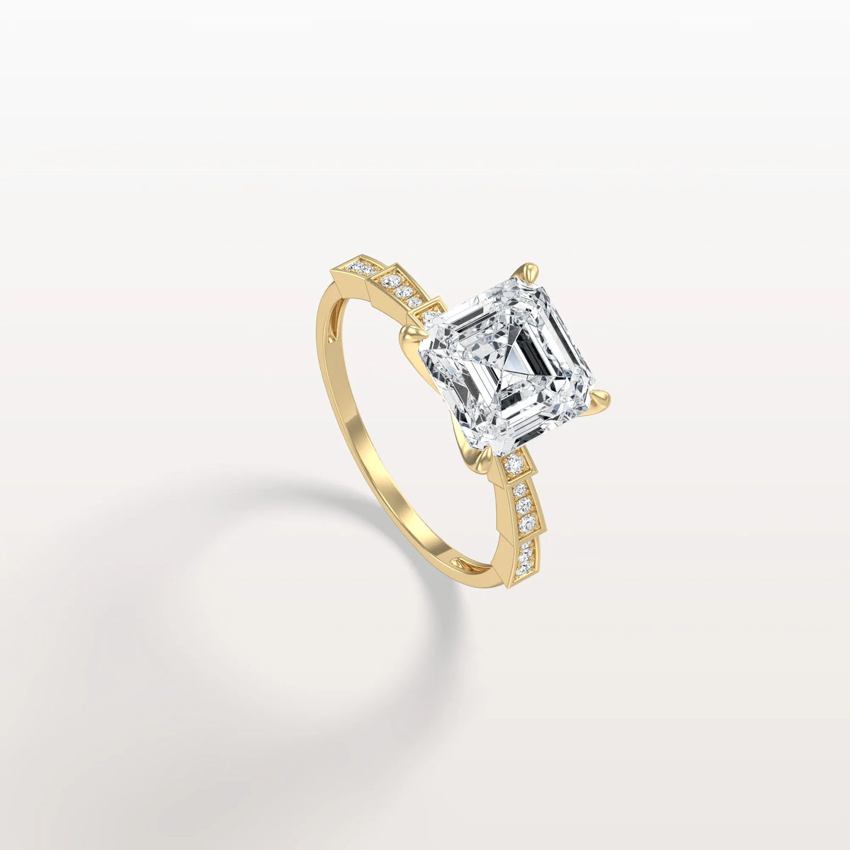 Hidden Halo Asscher Cut 3CT Lab Grown Diamond Pave Ring - Rings
