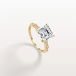 Hidden Halo Asscher Cut 3CT Lab Grown Diamond Pave Ring - Rings