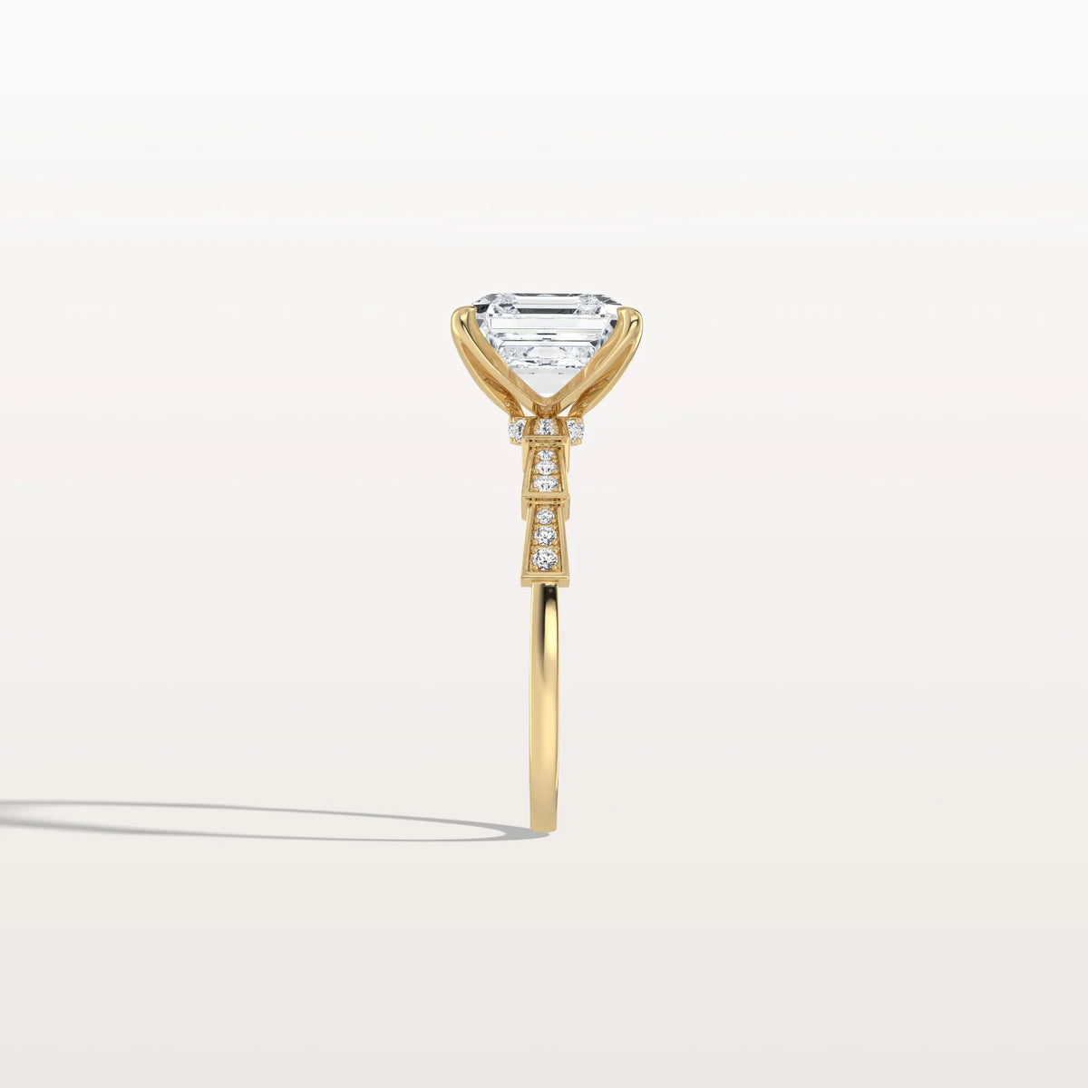 Hidden Halo Asscher Cut 3CT Lab Grown Diamond Pave Ring - Rings