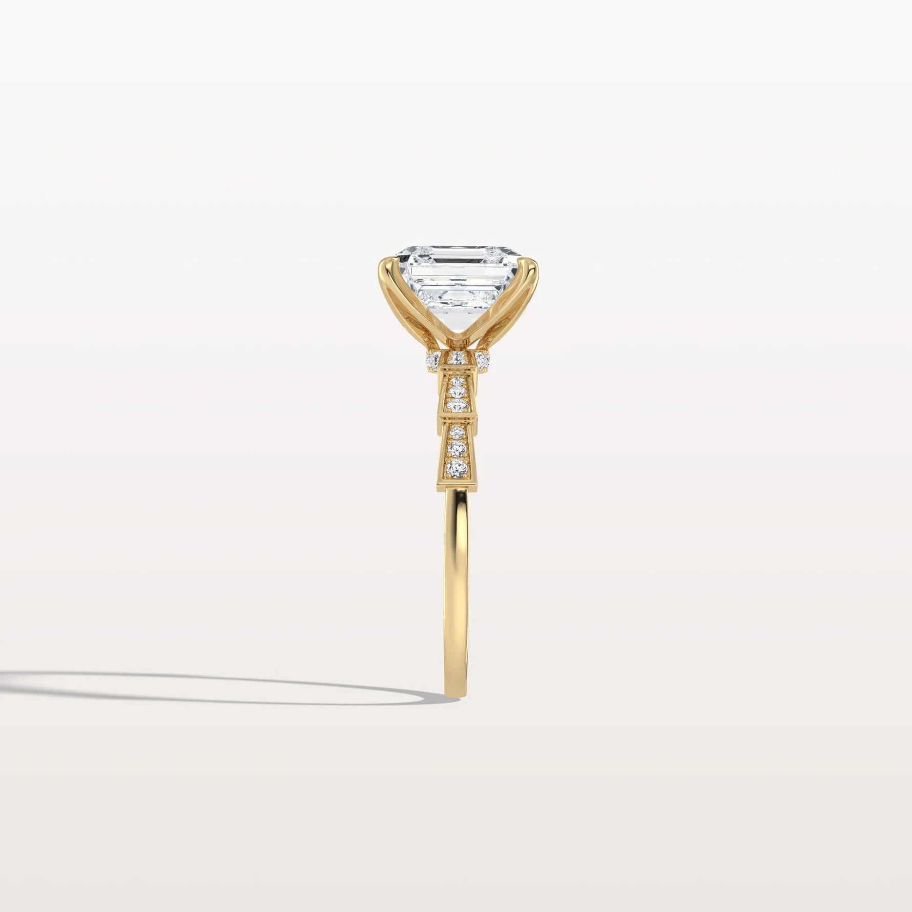 Hidden Halo Asscher Cut 3CT Lab Grown Diamond Pave Ring - Rings