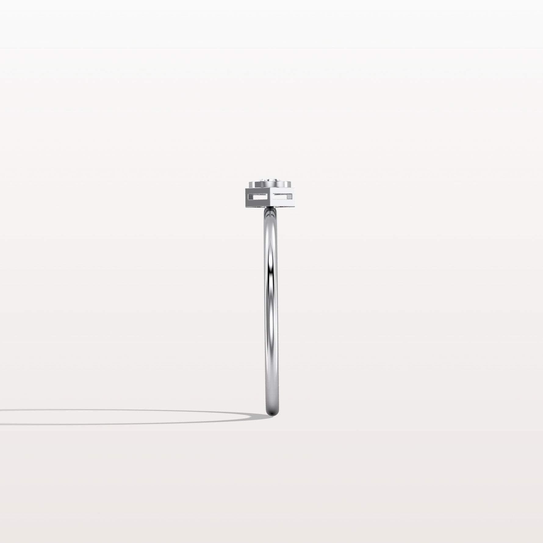 0.1CT Hexagon Bezel Solitaire Round Lab Diamond Ring - Rings