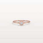 0.1CT Hexagon Bezel Solitaire Round Lab Diamond Ring - Rings