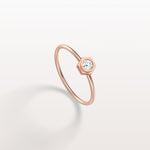 0.1CT Hexagon Bezel Solitaire Round Lab Diamond Ring - Rings