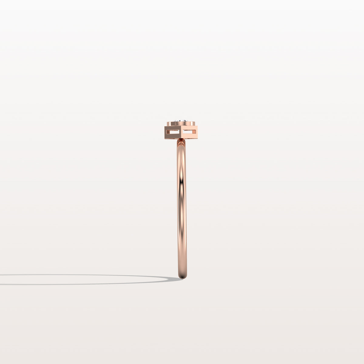 0.1CT Hexagon Bezel Solitaire Round Lab Diamond Ring - Rings