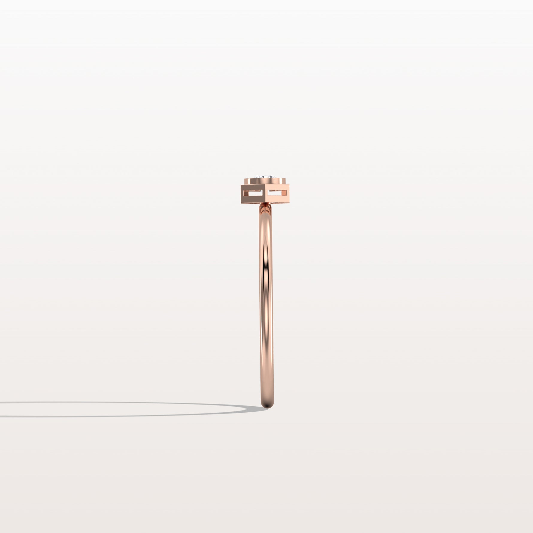 0.1CT Hexagon Bezel Solitaire Round Lab Diamond Ring - Rings