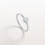 0.1CT Hexagon Bezel Solitaire Round Lab Diamond Ring - Rings