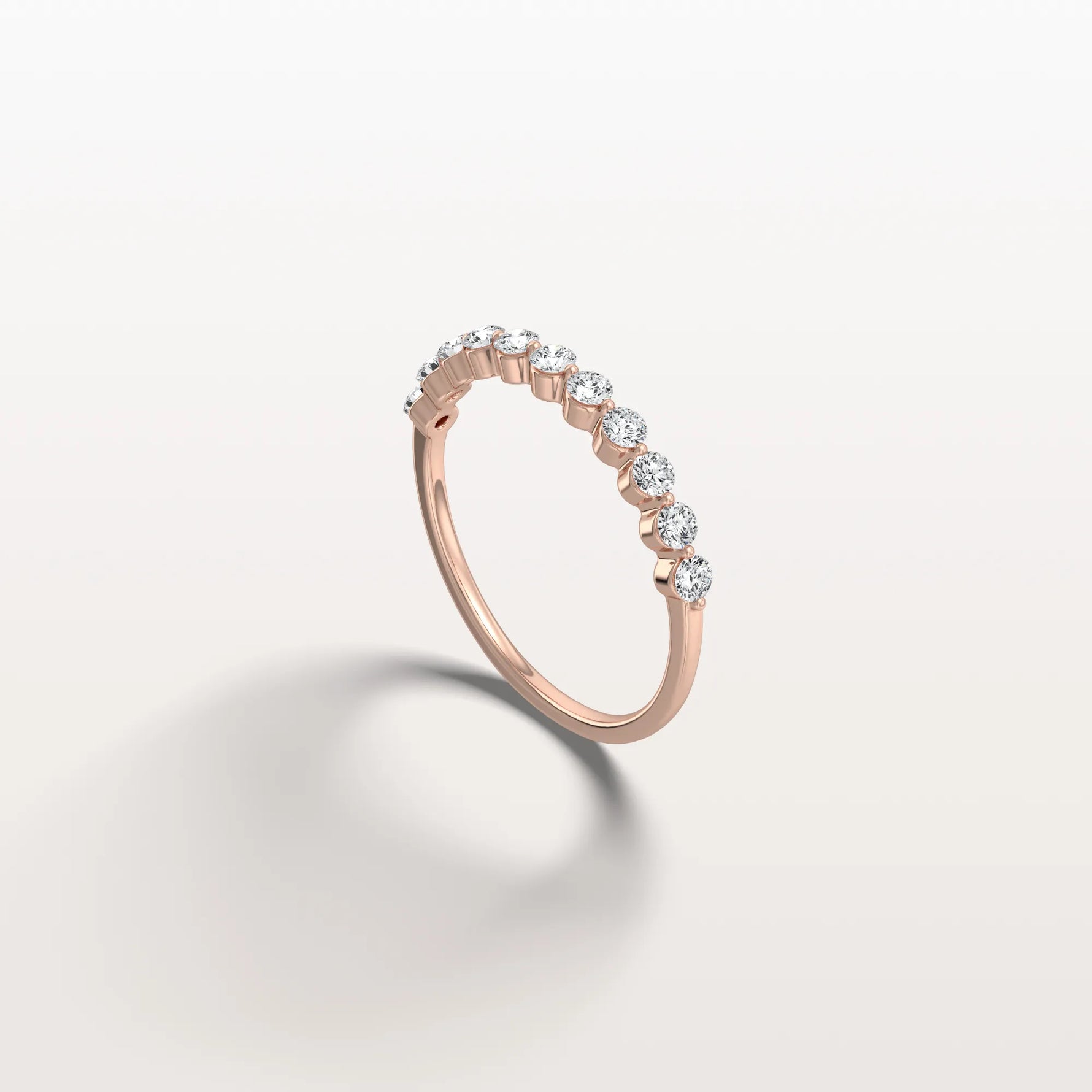 Half Eternity Lab Grown Diamond Ring - Round Cut Stackable Wedding Band - Rings