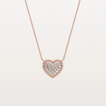 Lab Grown Diamond Beaded Heart Necklace in 14K Solid Gold/Platinum - Necklaces