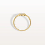 Lab Diamond Beaded Pear Shaped Ring in 14K Gold/Platinum - Rings