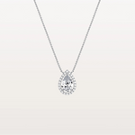 0.5CT Lab Grown Diamond Teardrop Halo Necklace In 14K Solid Gold/Platinum - Necklaces