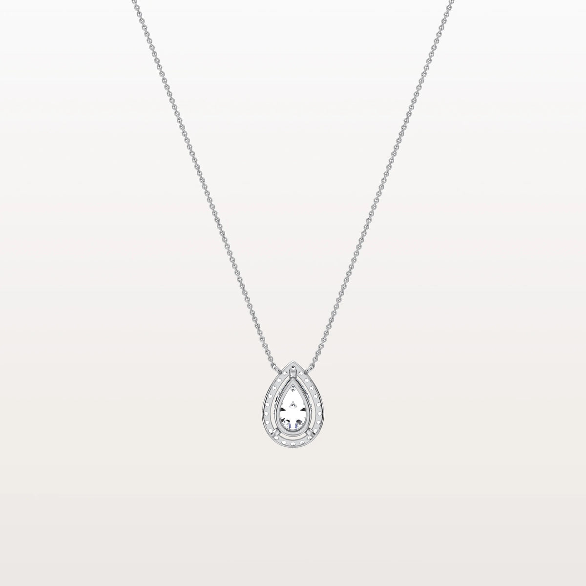 0.5CT Lab Grown Diamond Teardrop Halo Necklace In 14K Solid Gold/Platinum - Necklaces