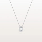 0.5CT Lab Grown Diamond Teardrop Halo Necklace In 14K Solid Gold/Platinum - Necklaces