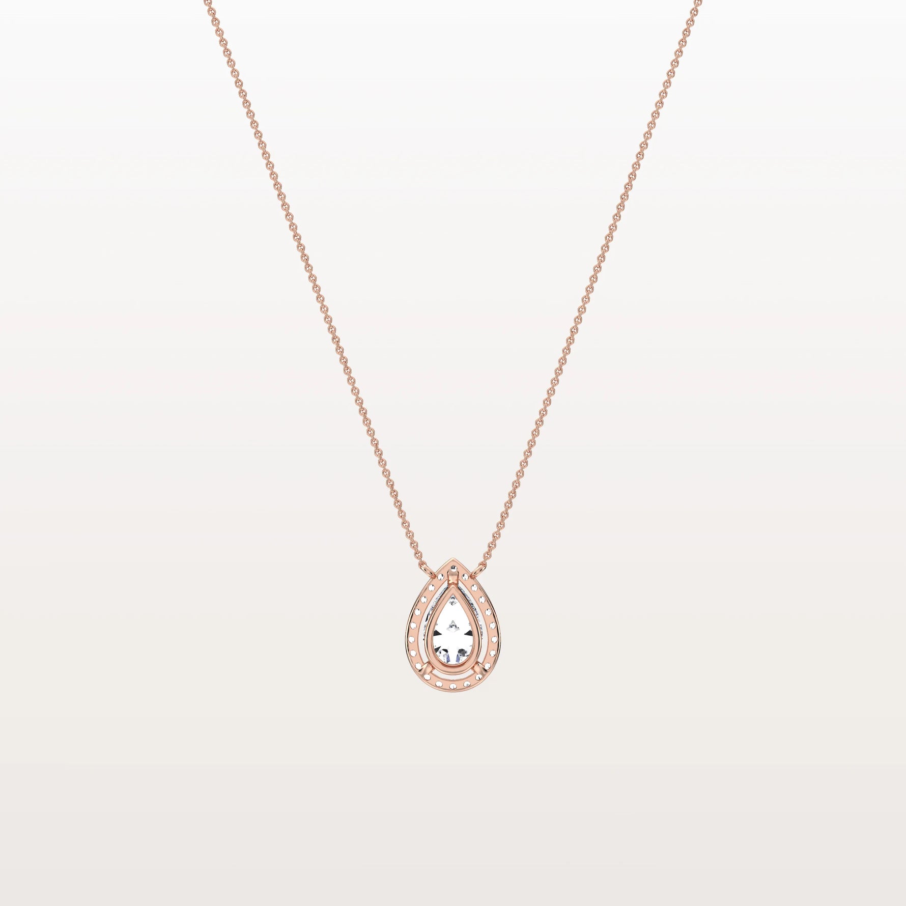 0.5CT Lab Grown Diamond Teardrop Halo Necklace In 14K Solid Gold/Platinum - Necklaces