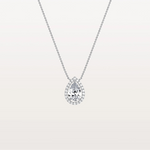 0.5CT Lab Grown Diamond Teardrop Halo Necklace In 14K Solid Gold/Platinum - Necklaces