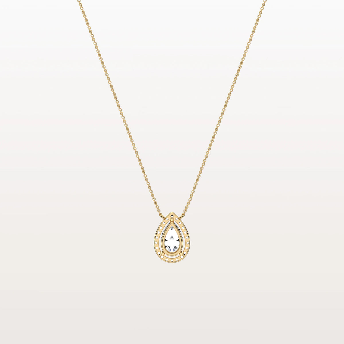 0.5CT Lab Grown Diamond Teardrop Halo Necklace In 14K Solid Gold/Platinum - Necklaces