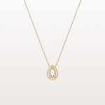 0.5CT Lab Grown Diamond Teardrop Halo Necklace In 14K Solid Gold/Platinum - Necklaces