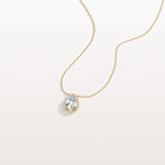 0.5CT Lab Grown Diamond Teardrop Halo Necklace In 14K Solid Gold/Platinum - Necklaces