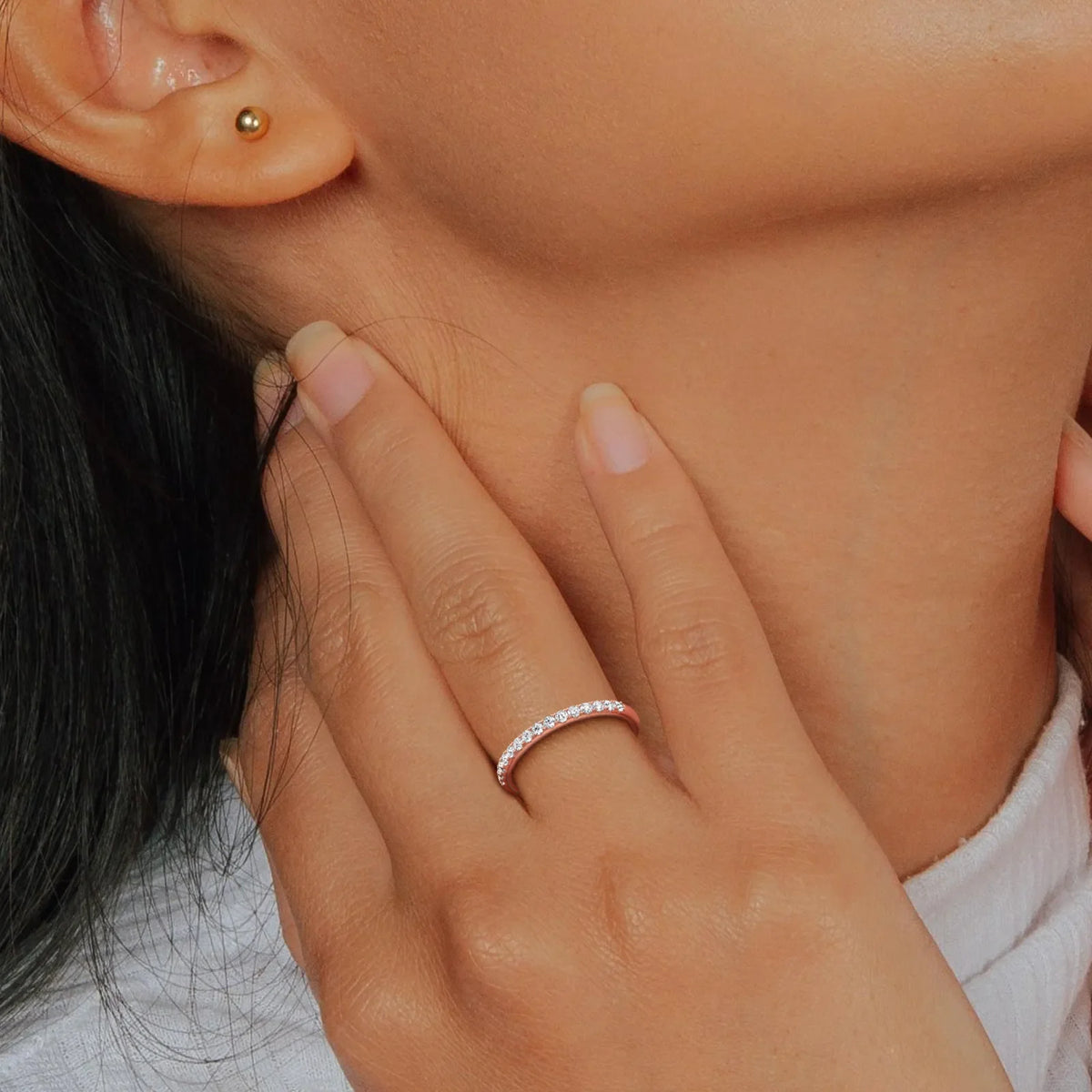 Lab Diamond Half Eternity Band Ring in 14K Gold/Platinum - Rings