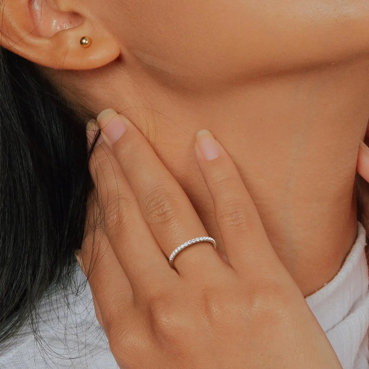 Lab Diamonds Stackable Pave Wedding Band - Rings