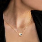 Lab Grown Asscher Cut Necklace In 14K Solid Gold/Platinum - Necklaces