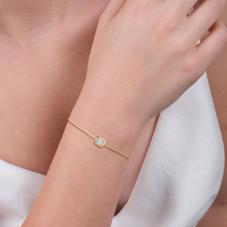 0.5CT Emerald Cut Lab Grown Diamond Chain Bracelet