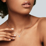 Hexagon Bezel Lab Grown Diamond Necklace in 14K Solid Gold/Platinum - Necklaces