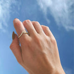 Lab Diamonds V - Shaped Wedding Band in 14K Gold/Platinum - Rings