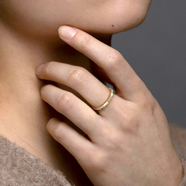 Lab Grown Diamond Stackable Ring in 14K Gold/Platinum - Viper Design - Rings