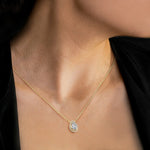 0.5CT Lab Grown Diamond Teardrop Halo Necklace In 14K Solid Gold/Platinum - Necklaces