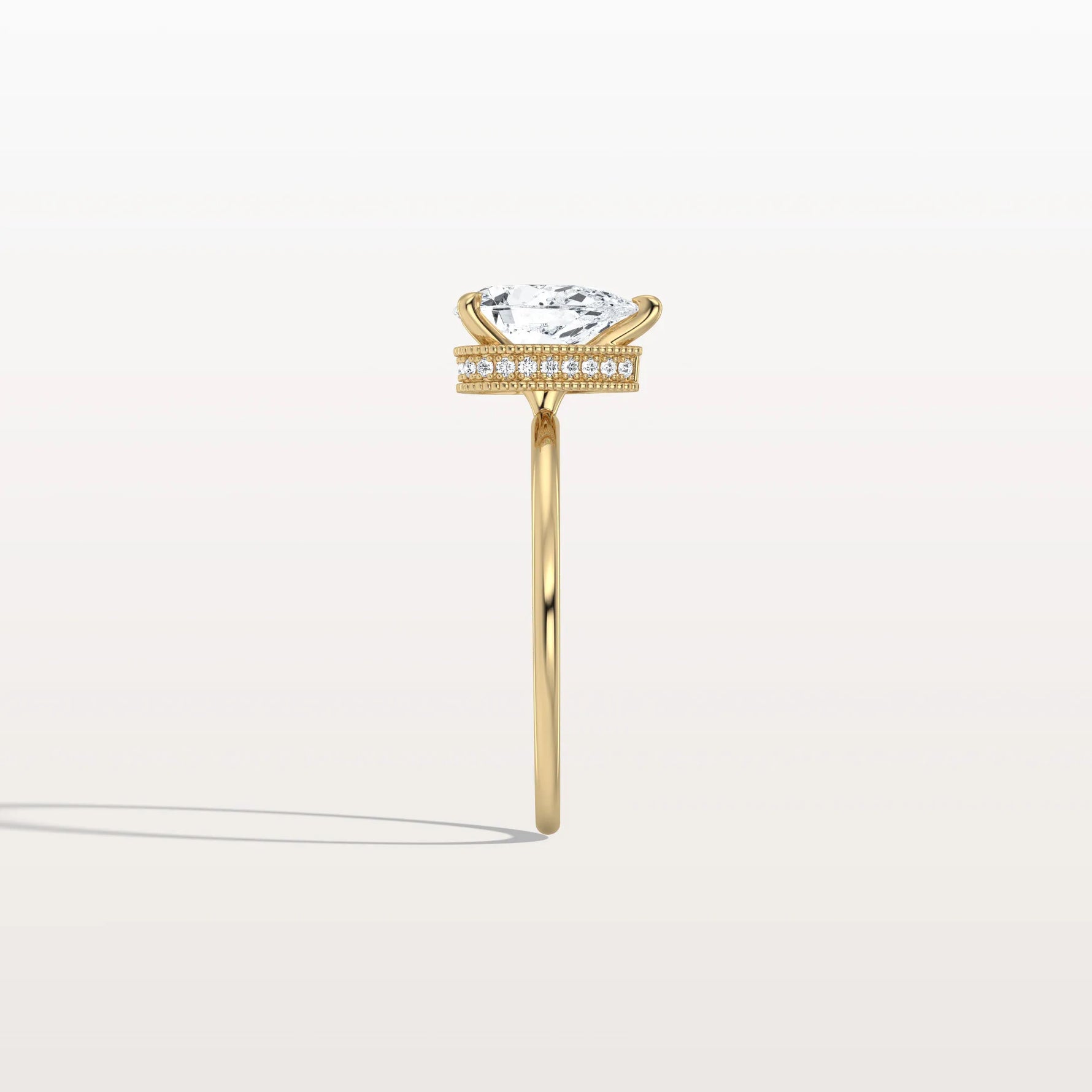 Hidden Halo 1CT Pear Lab Diamond Ring with Basket Setting - Rings