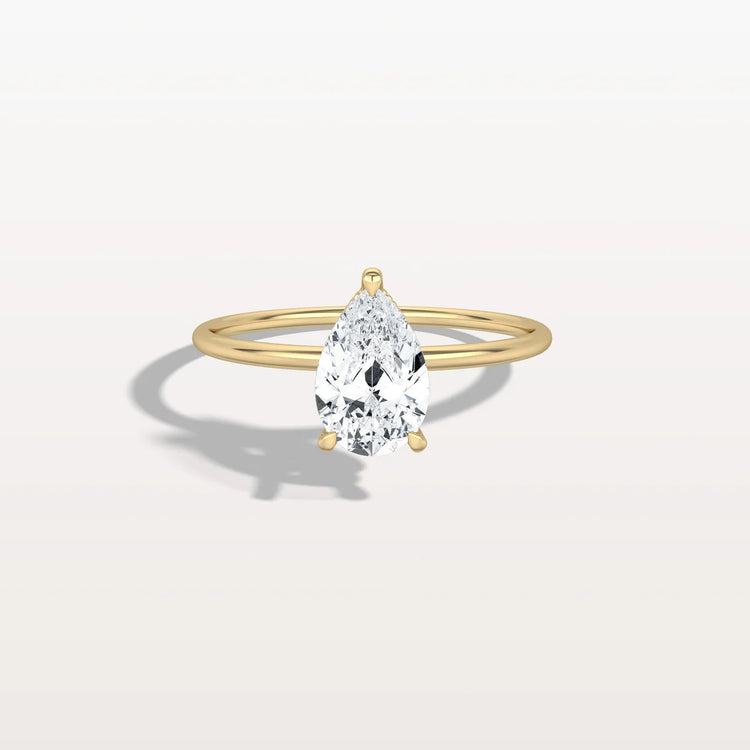 Hidden Halo 1CT Pear Lab Diamond Ring with Basket Setting - Rings