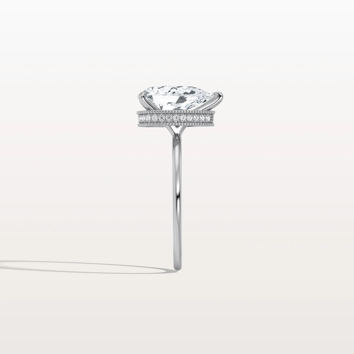 Hidden Halo 2CT Pear Lab Diamond Ring with Basket Setting - Rings