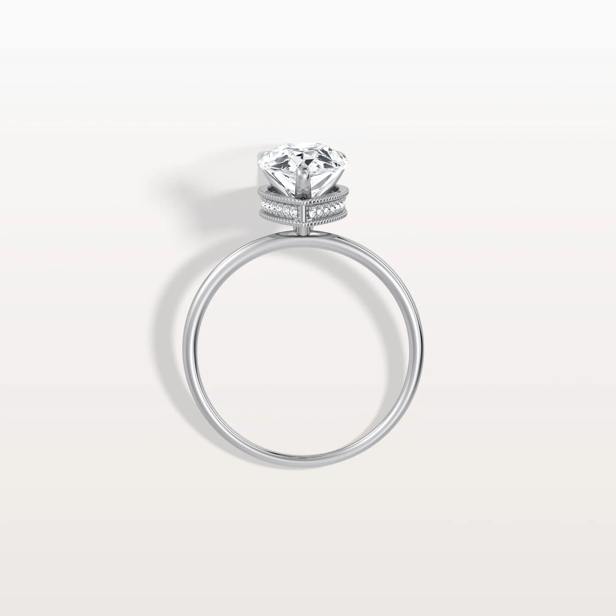 Hidden Halo 2CT Pear Lab Diamond Ring with Basket Setting - Rings